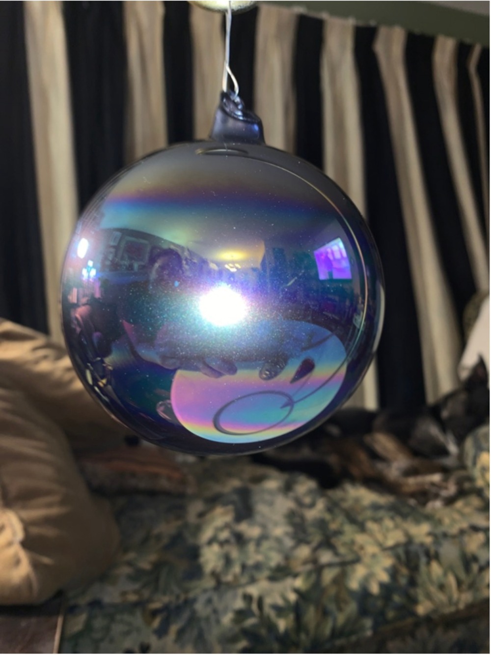 Unbranded Iridescent Blown Glass Ball Ornament One Size
